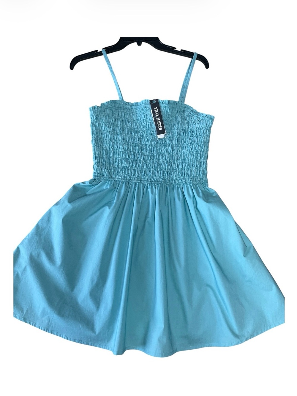 Steve Madden Aqua Blue Smocked Halter Mini Dress NWT Size S